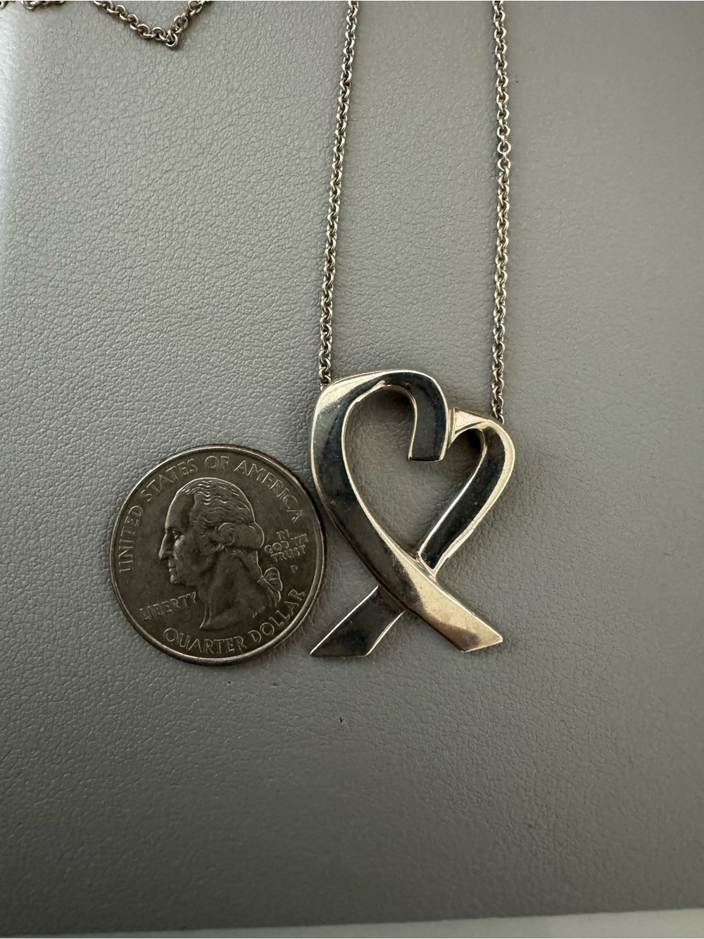 Tiffany & Co. Silver Paloma Picasso Loving Heart Pendant Necklace -LARGE - Picture 9 of 9